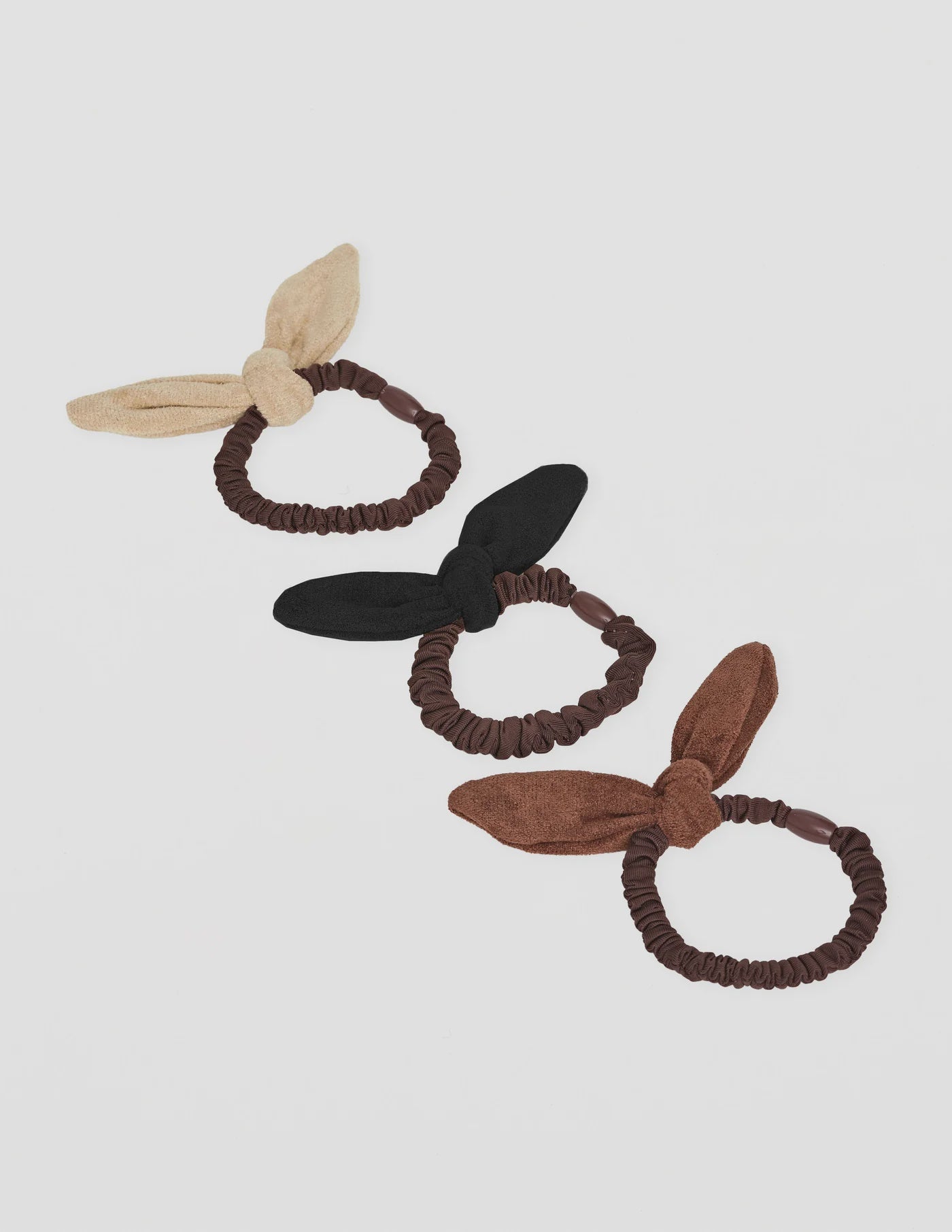 Hair Tie Suded Bunny Scrunchie - Oat/Black/Brown
