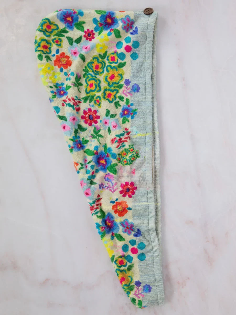 Natural Life Hair Towel Wrap - Taupe Floral