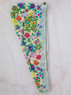 Natural Life Hair Towel Wrap - Taupe Floral