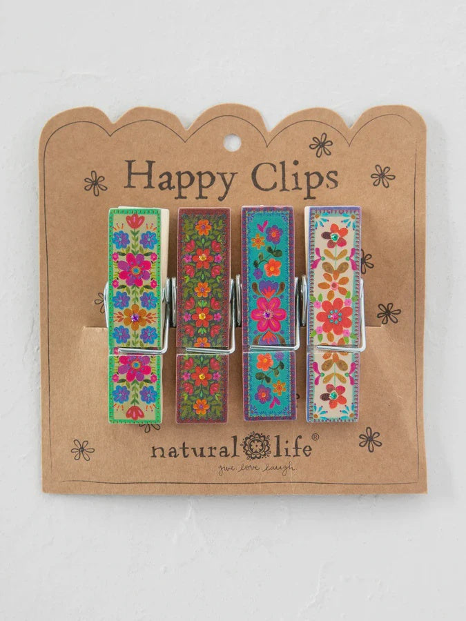 Natural Life Happy Clips - Multi Folk Flower