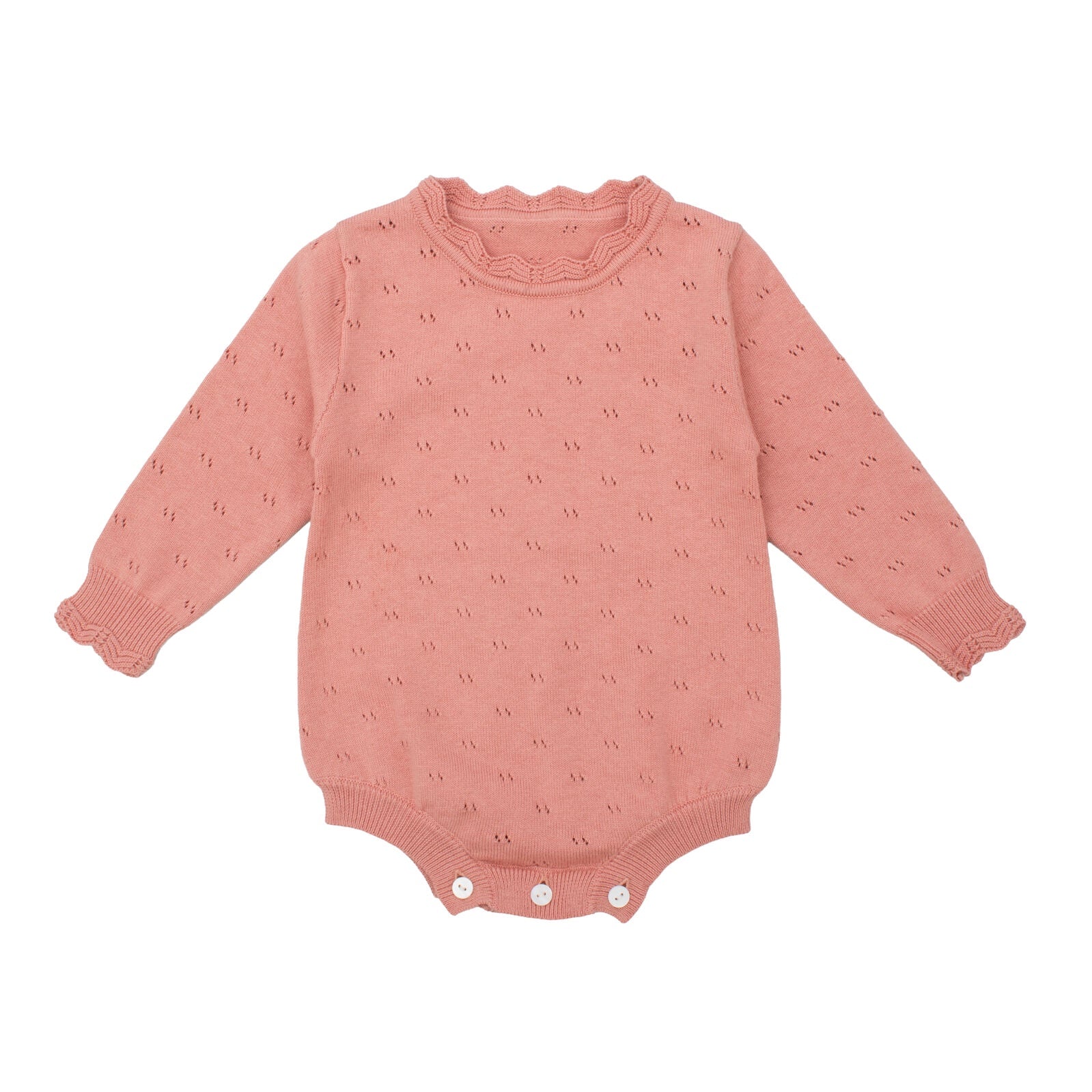 Burrow & Be Harper Knit Bodysuit - Petunia Pink baby romper with a subtle pattern