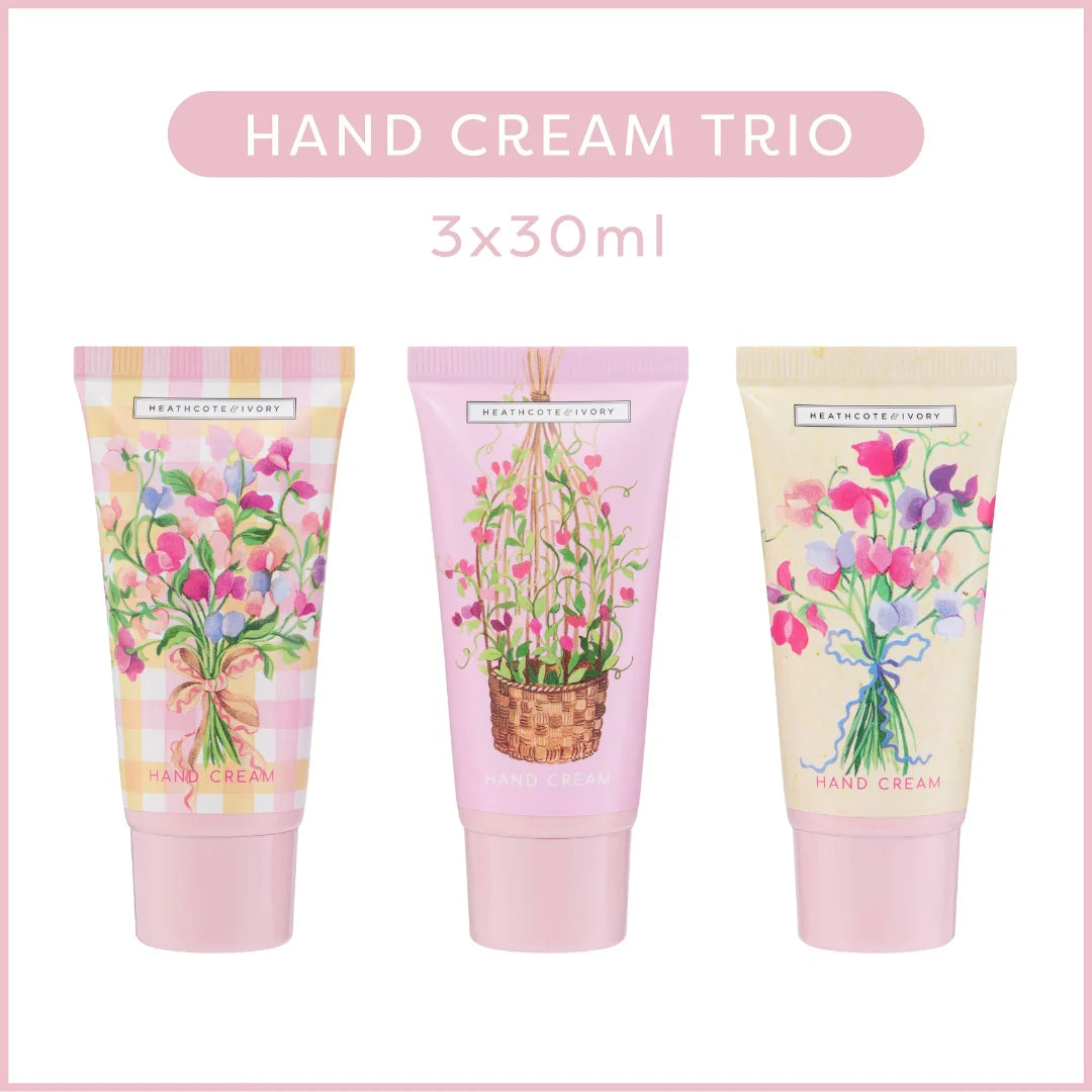 Heathcote & Ivory Sweet Pea Hand Cream Trio 3x30ml 
