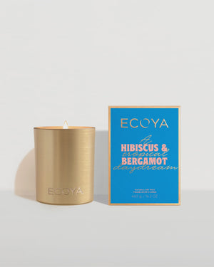 ECOYA Hibiscus & Bergamot Goldie Candle Holiday Collection 2025