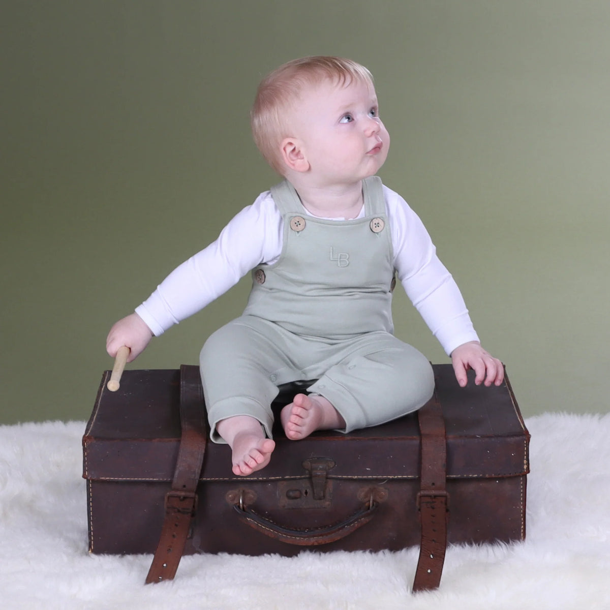 Dimples Fleece Overalls - Sage