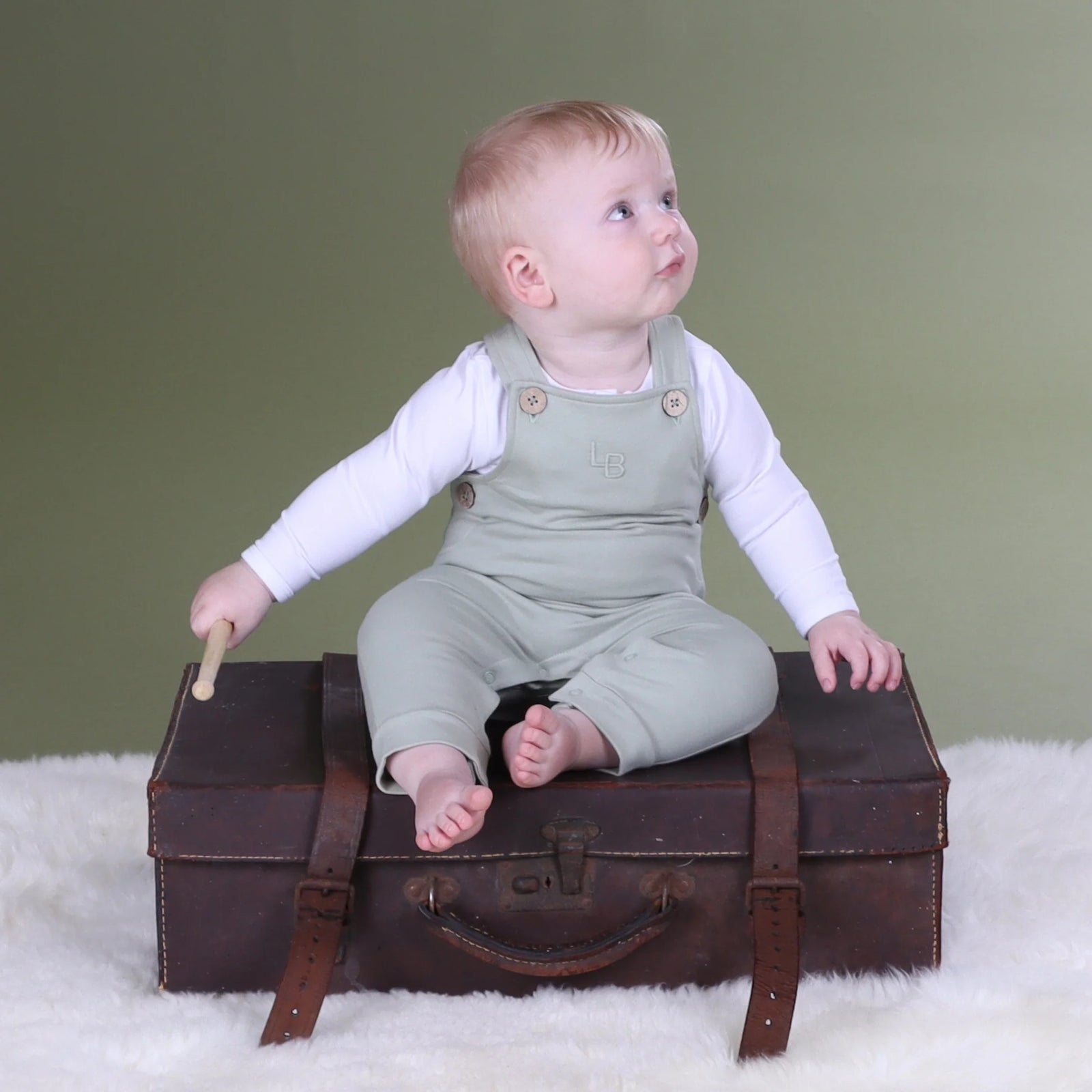 Dimples Fleece Overalls - Sage