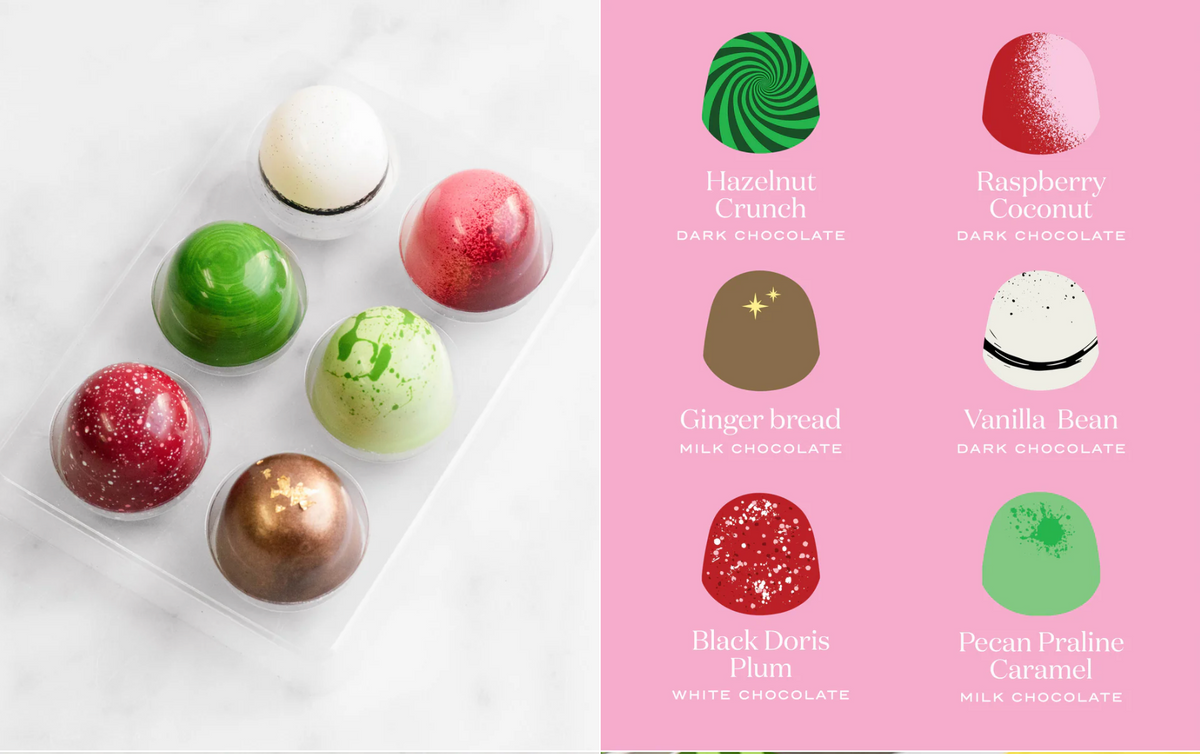 House of Chocolate 6 Piece Christmas Chocolate Bonbon Box