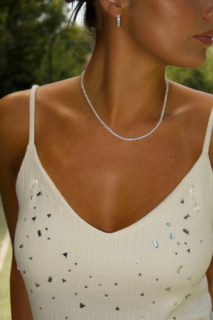ZAFINO 7773 Dani Tennis Necklace - 40cm - Silver