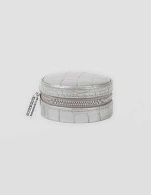 Stella+Gemma Jewel Box - Small Round Silver Croc