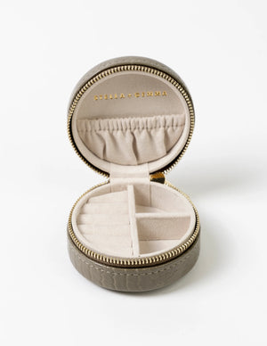 Stella+Gemma Jewel Box - Small Round Khaki Round jewelry box