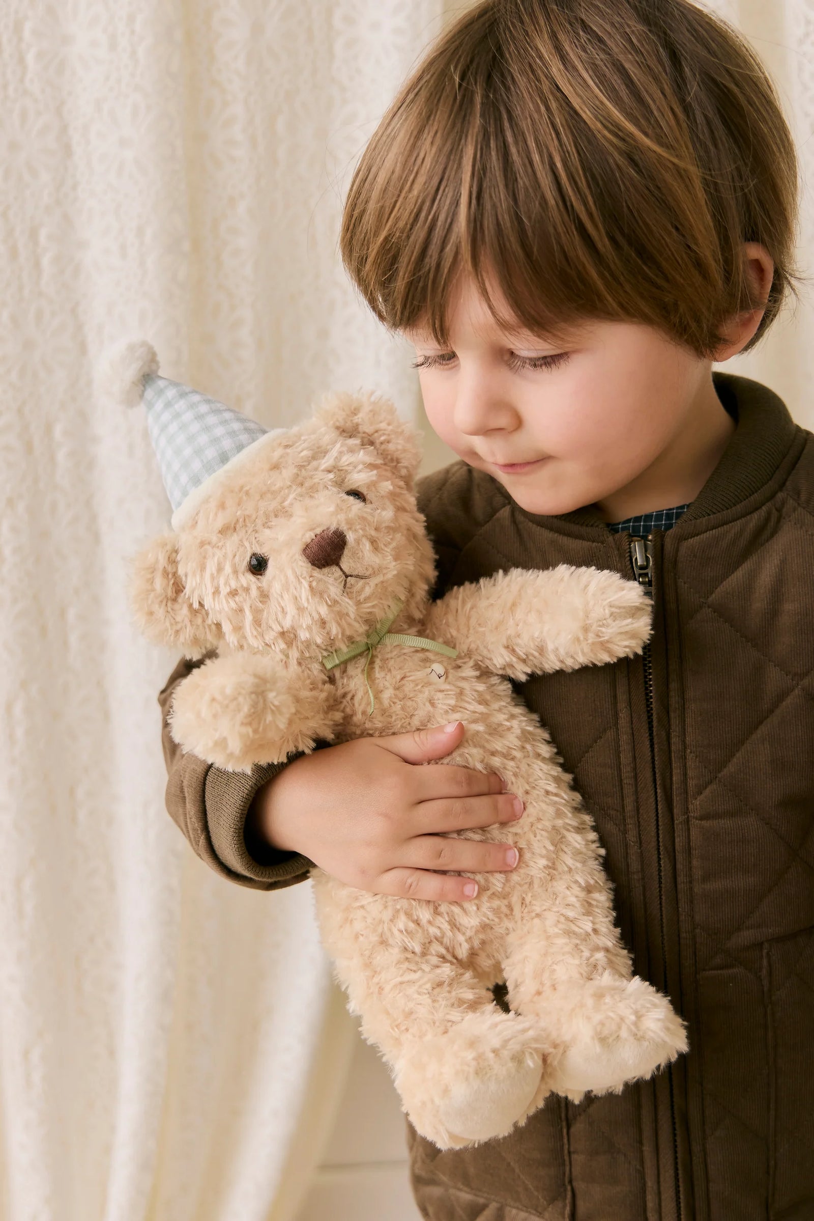 Jamie Kay Snuggle Bunnies - Birthday Arthur - Gingham Hat 30cm