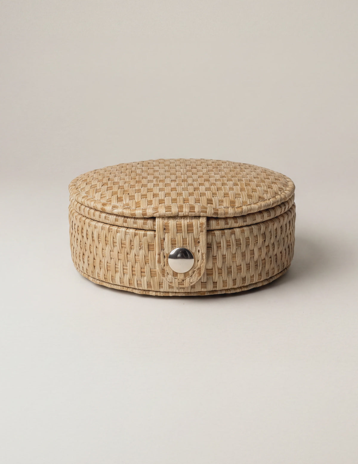 Stella+Gemma Jewel Box Round Woven w Mirror - Beige