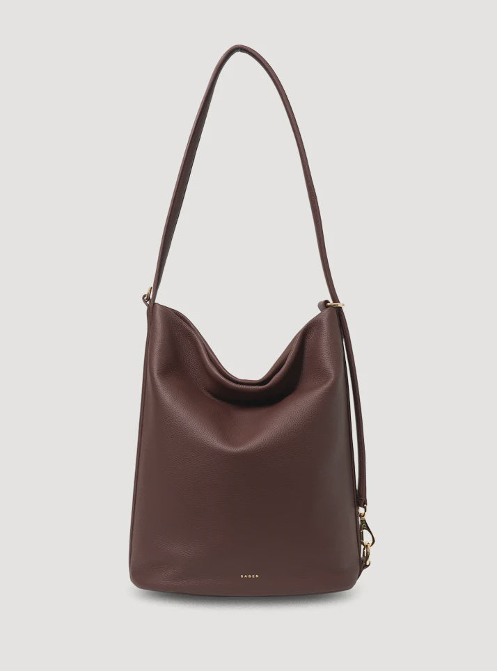 SABEN June Shoulder Bag Espresso Luxe Brown leather handbag