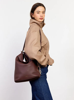SABEN June Shoulder Bag Espresso Luxe Brown leather handbag
