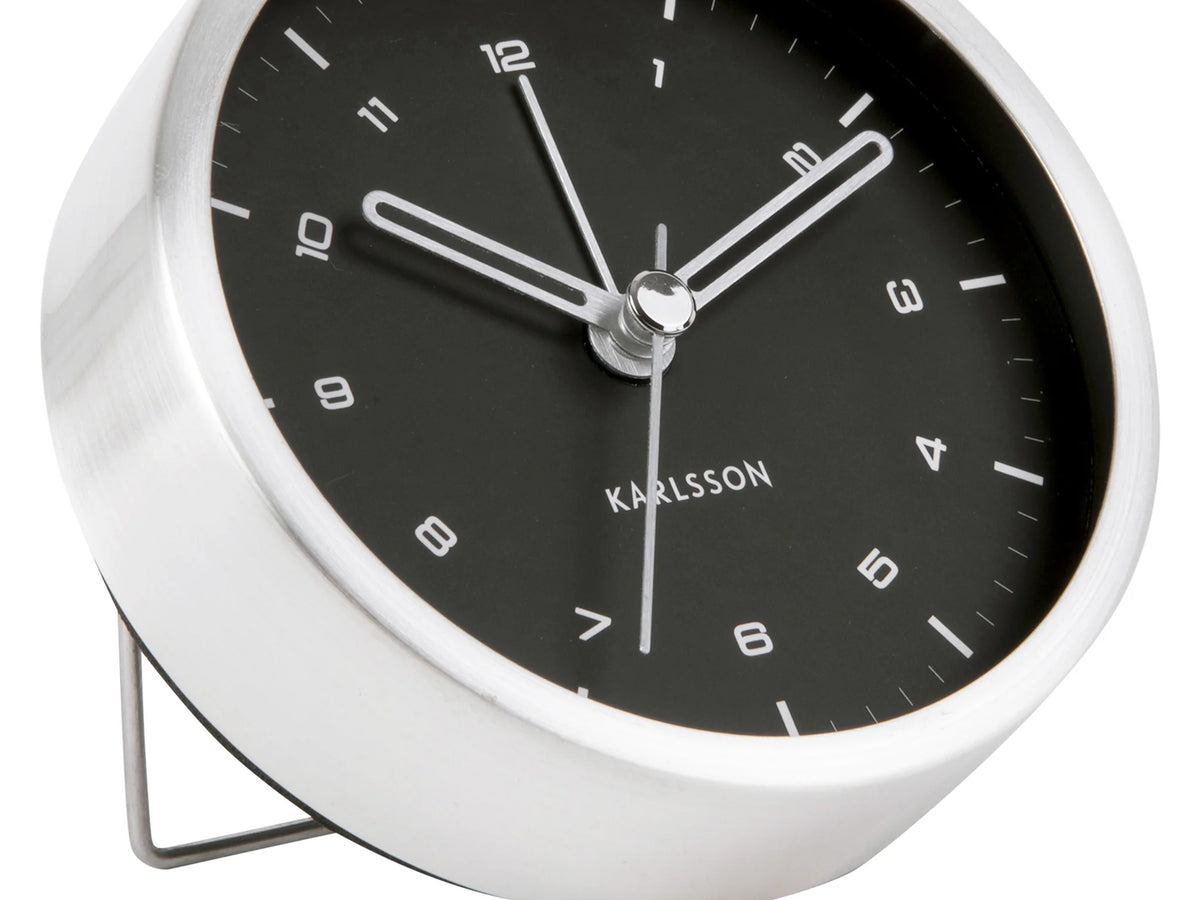 KARLSSON Tinge Alarm Clock - Silver/Black
