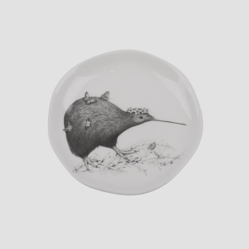 KATY HAYWARD TRINKET DISH - WALKING WITH AROHA - BROWN KIWI