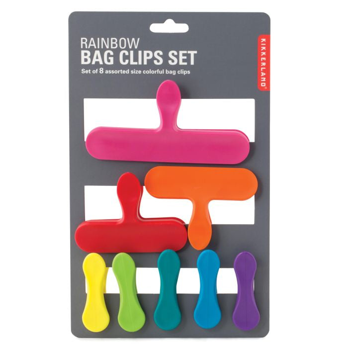KIKKERLAND RAINBOW BAG CLIPS ASSORTED SIZES MULTI-COLOURED