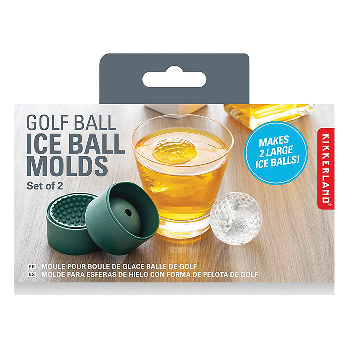 Kikkerland Golf Ball Ice Ball Moulds 2pcs Set Green 6x6X7cm