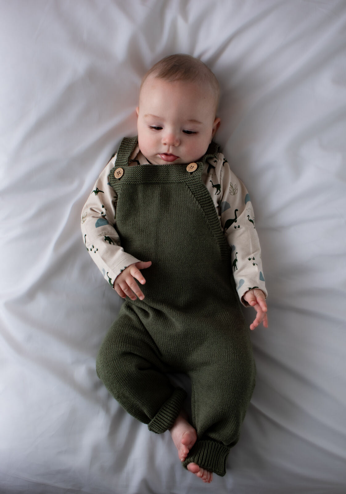 Burrow & Be Knit Overalls - Hunter Green knitted baby romper