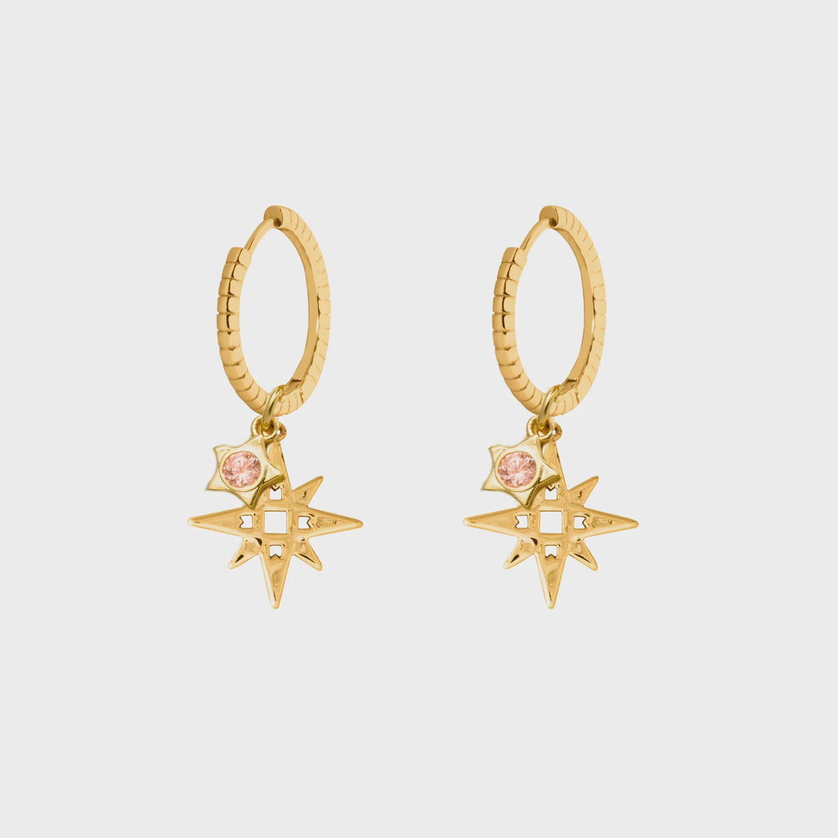 LKD Signature Star Hoops with Pink Star - Gold