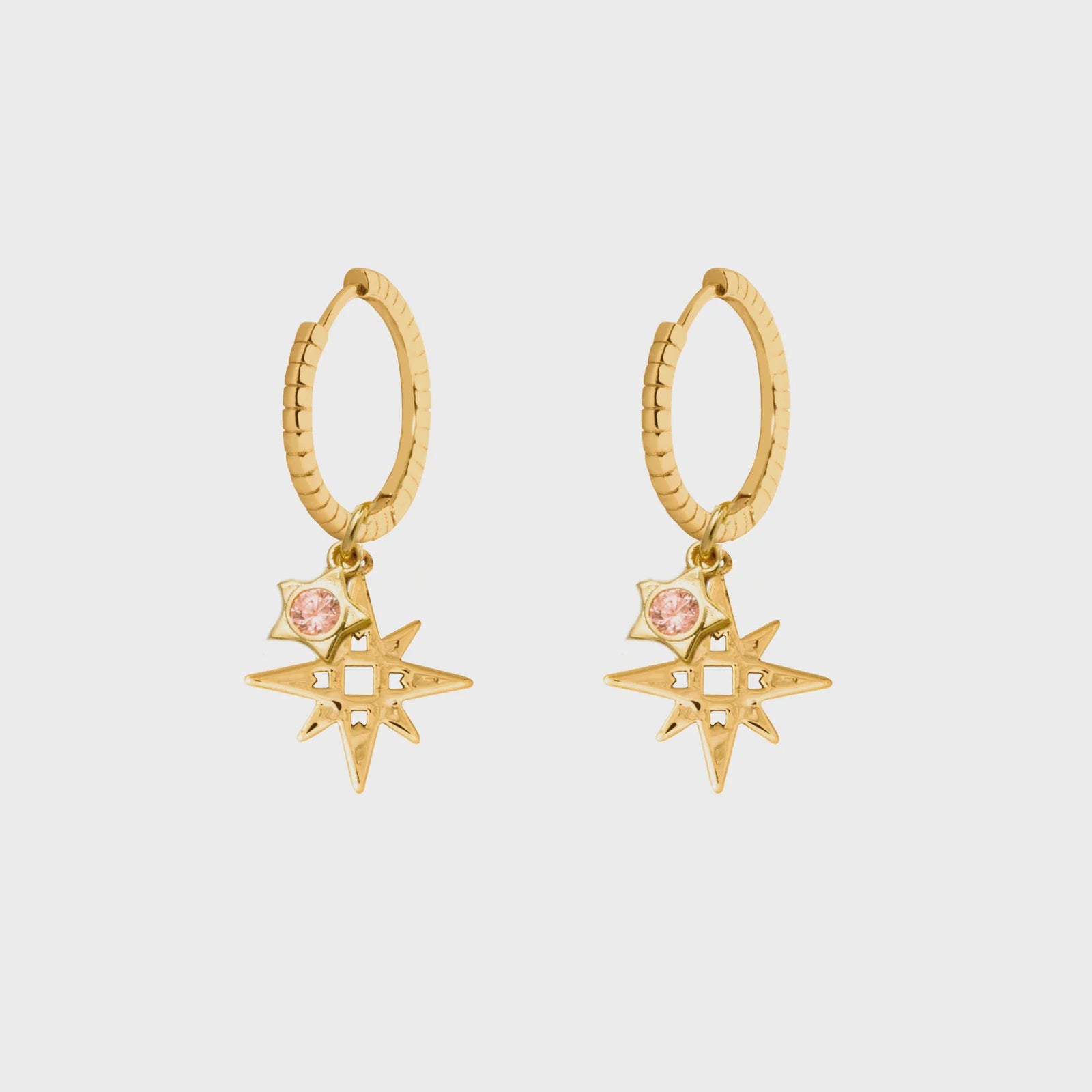 LKD Signature Star Hoops with Pink Star - Gold