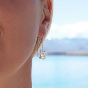 Little Taonga Huia Feather Thread Earrings Silver