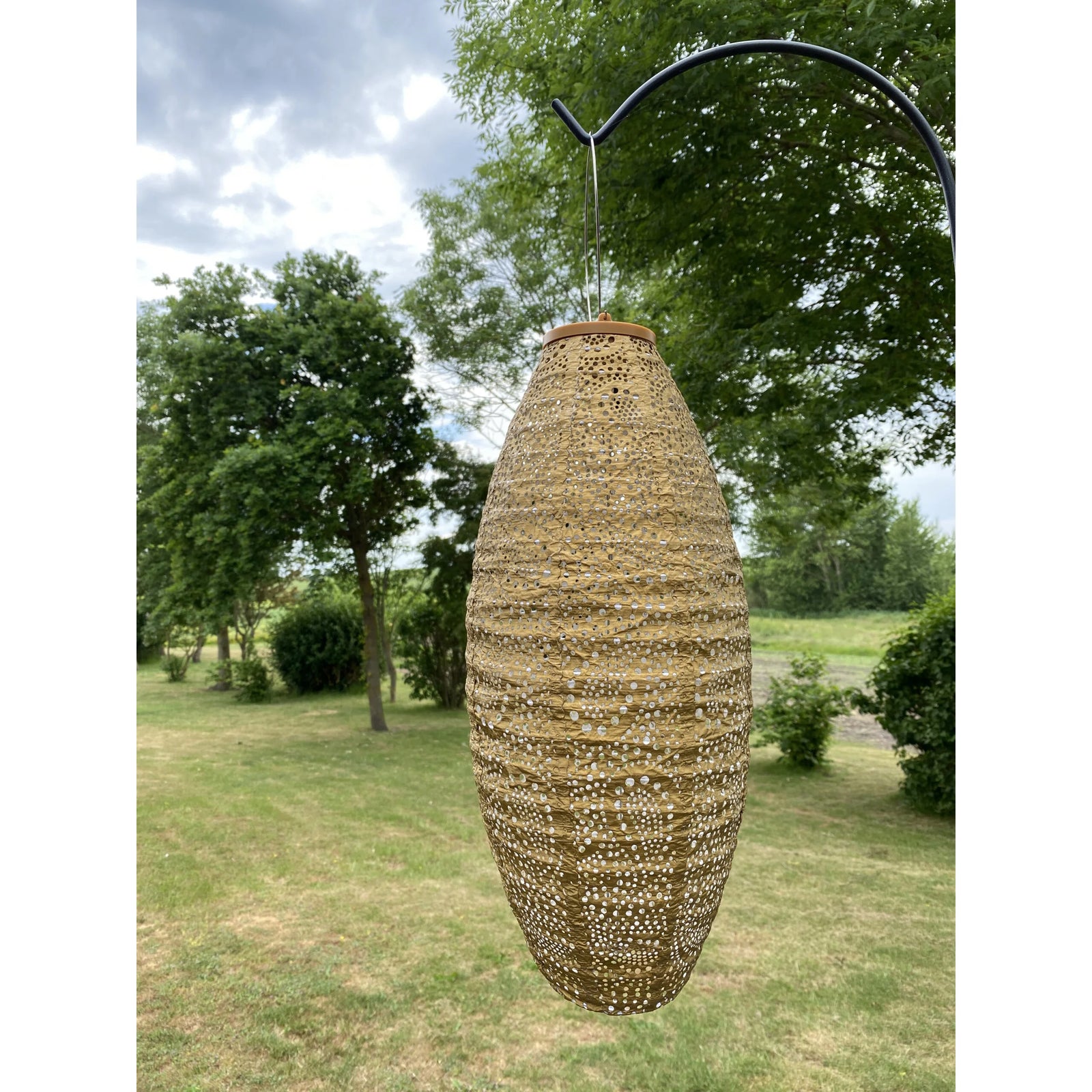 LUMIZ Outdoor Lantern Long Oval 20cm - Gold Paisley