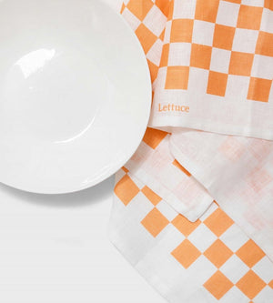 Lettuce Checkers Peach Tea Towel