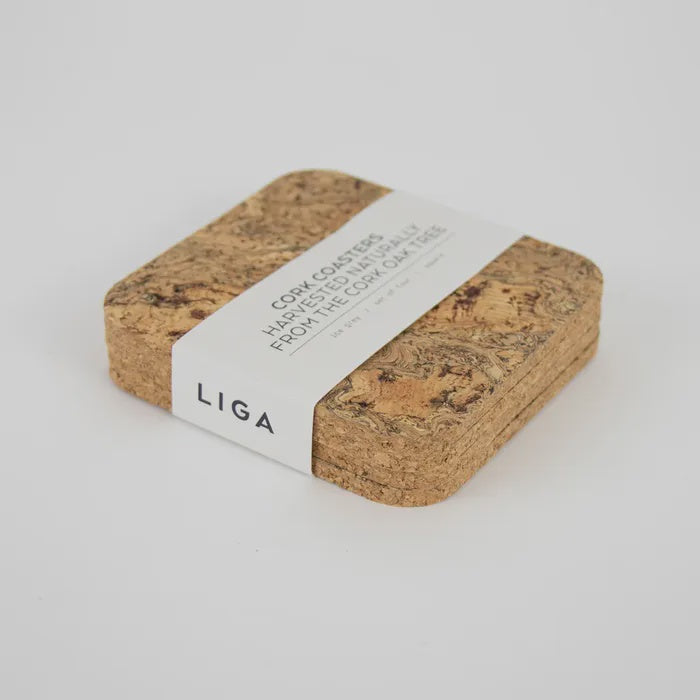 Liga Natural Square Coasters 4pk