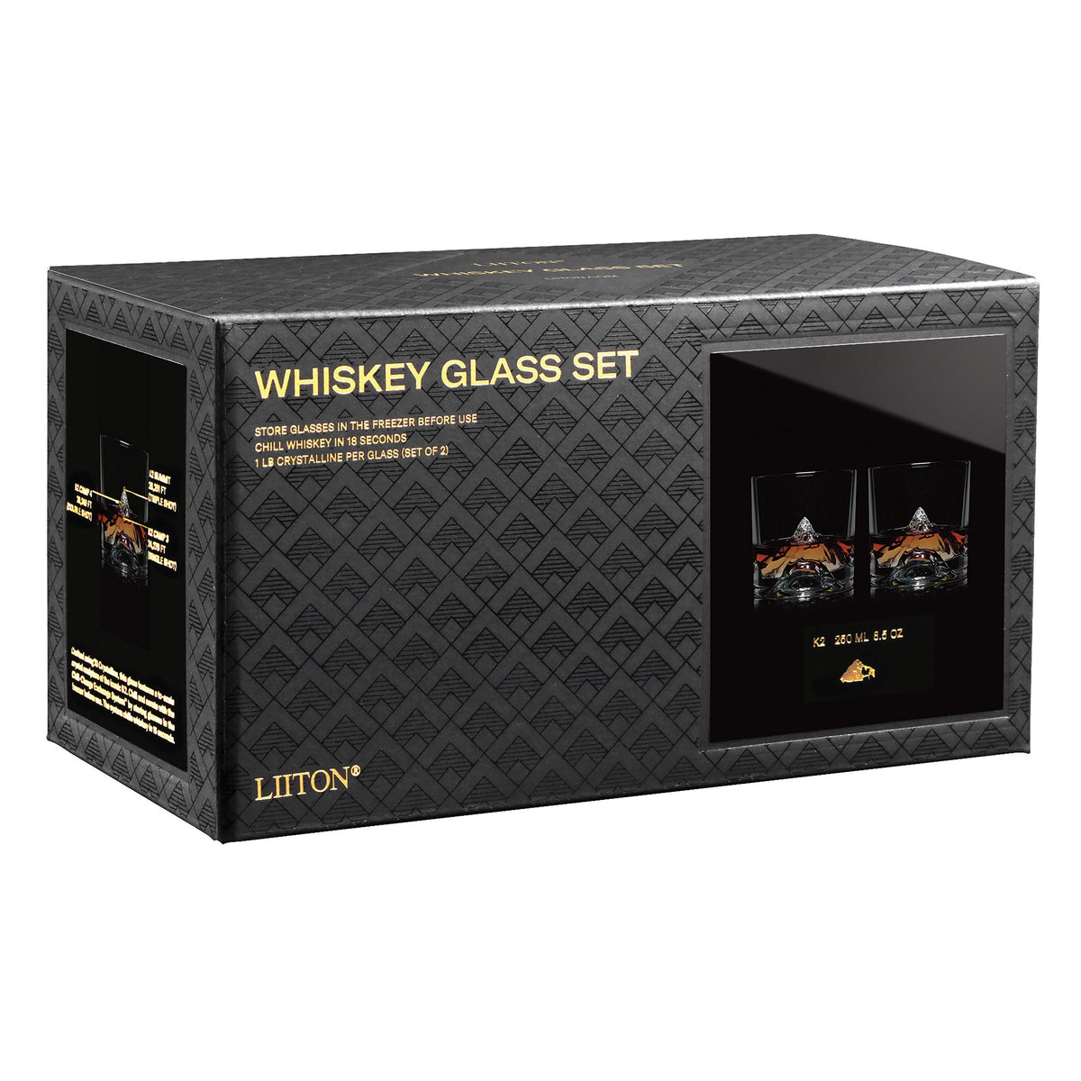 Liiton K2 Whiskey Glasses (Set of 2) Clear 8.7x8.7x8.2cm/250ml