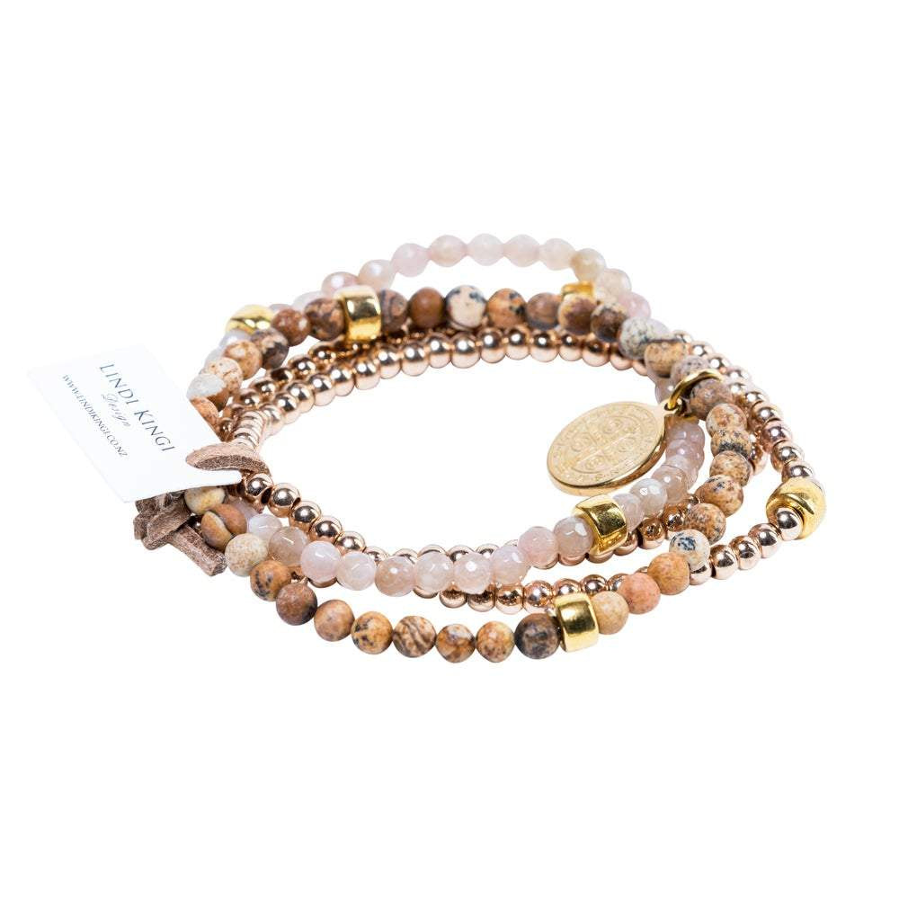 Cafe Au Lait Bracelet Set with Charm