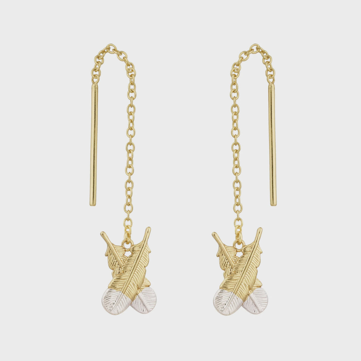 Little Taonga Huia Feather Thread Earrings Gold