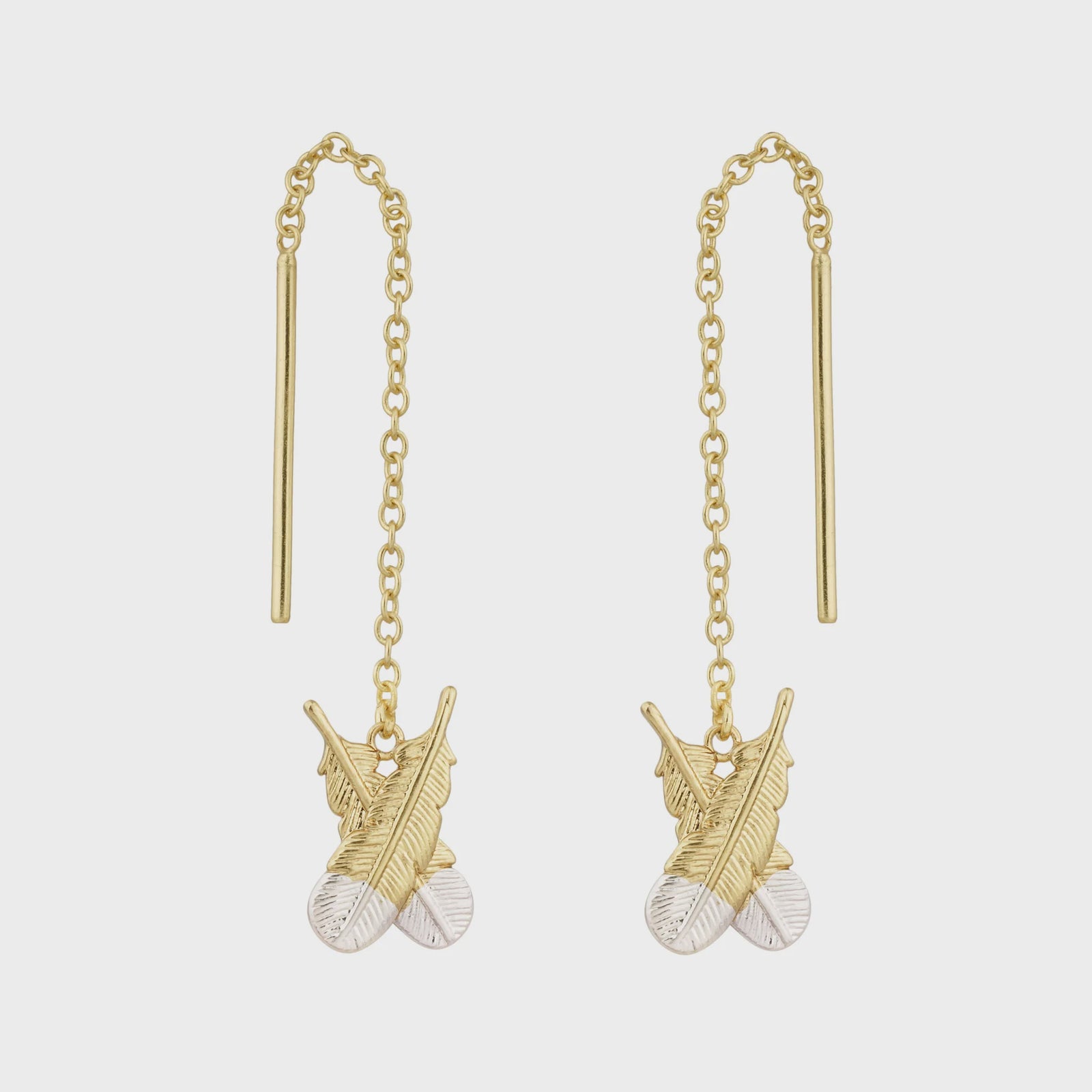 Little Taonga Huia Feather Thread Earrings Gold