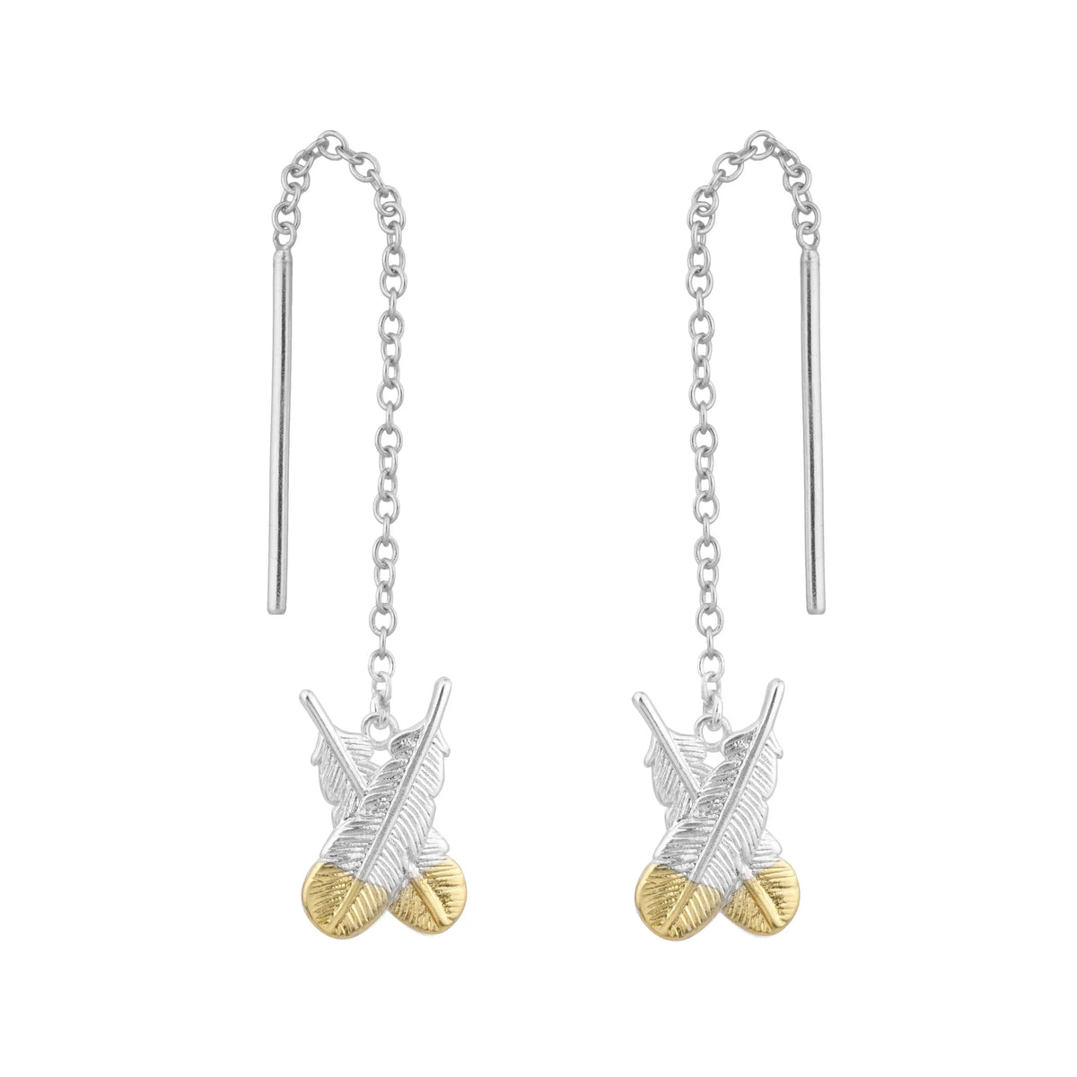 Little Taonga Huia Feather Thread Earrings Silver