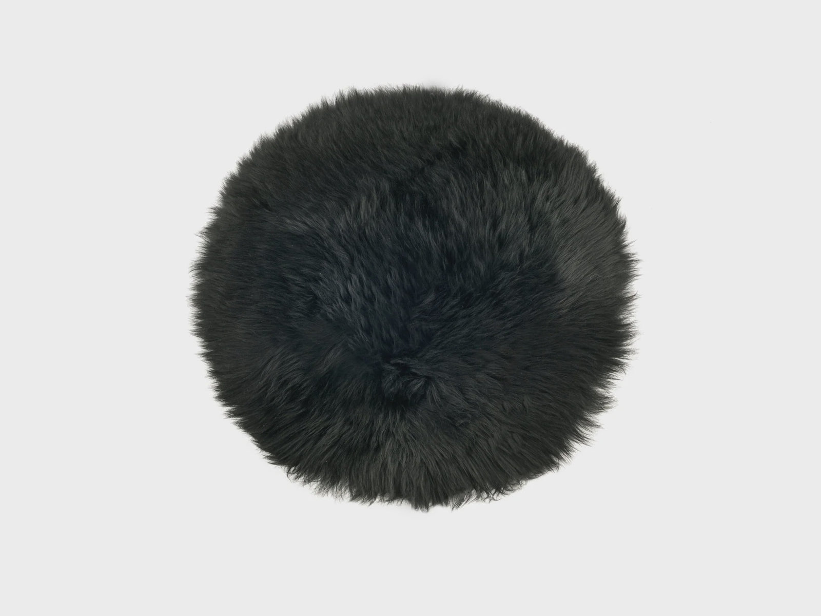Long Wool Seat Pad Circle 37cm - Black