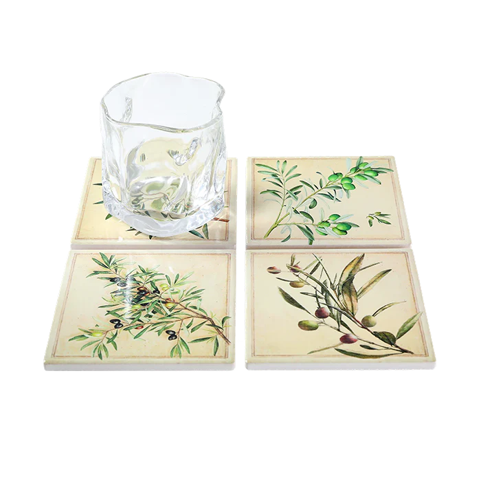 Coasters Set of 4 - Square Olives