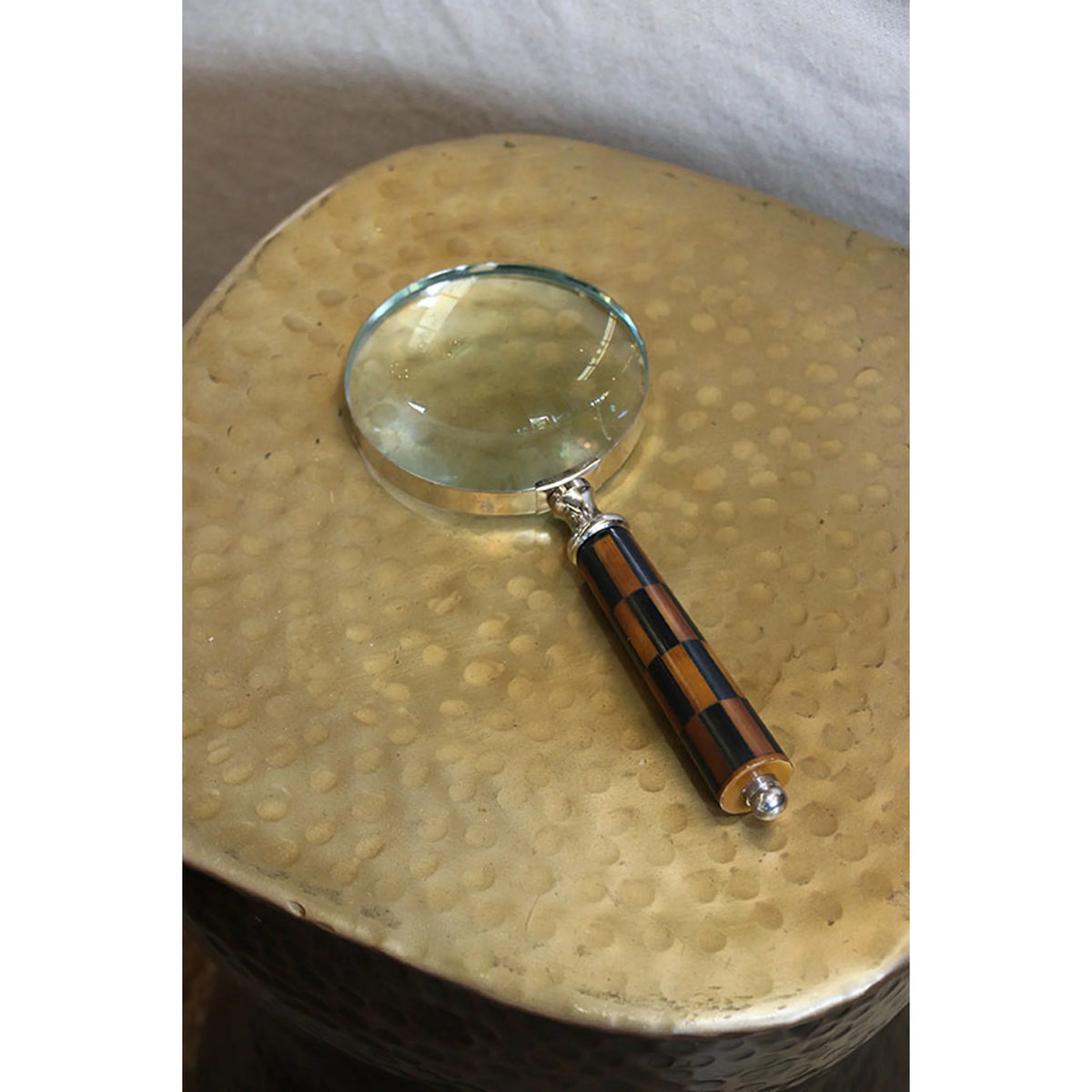 CC interiors Magnifying Glass with Check Handle Brass Resin