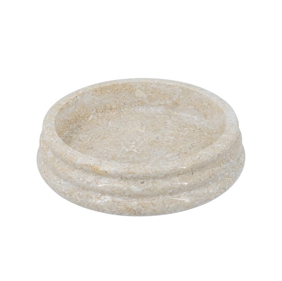 Beige stone bowl Flower Systems Marble Bowl Coil Edge