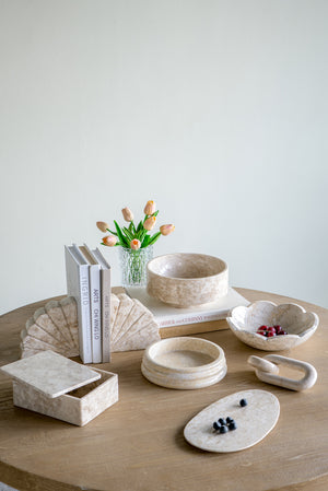 Flower Systems Marble Bowl with Scalloped Edge