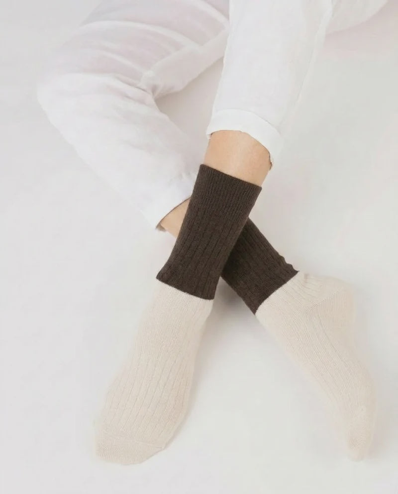 nooan Possum Merino Wool DUNEDIN Socks - Turkish Coffee Marshmallow
