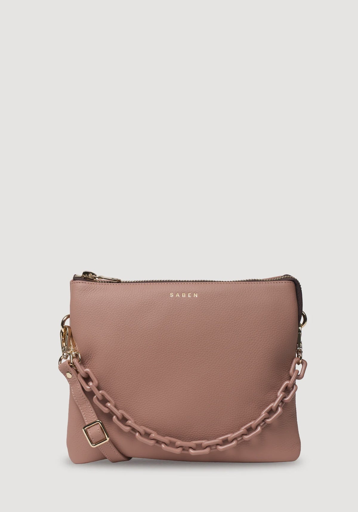 SABEN Matilda Crossbody - Rosewater + Tonal Chain dusty pink leather crossbody bag