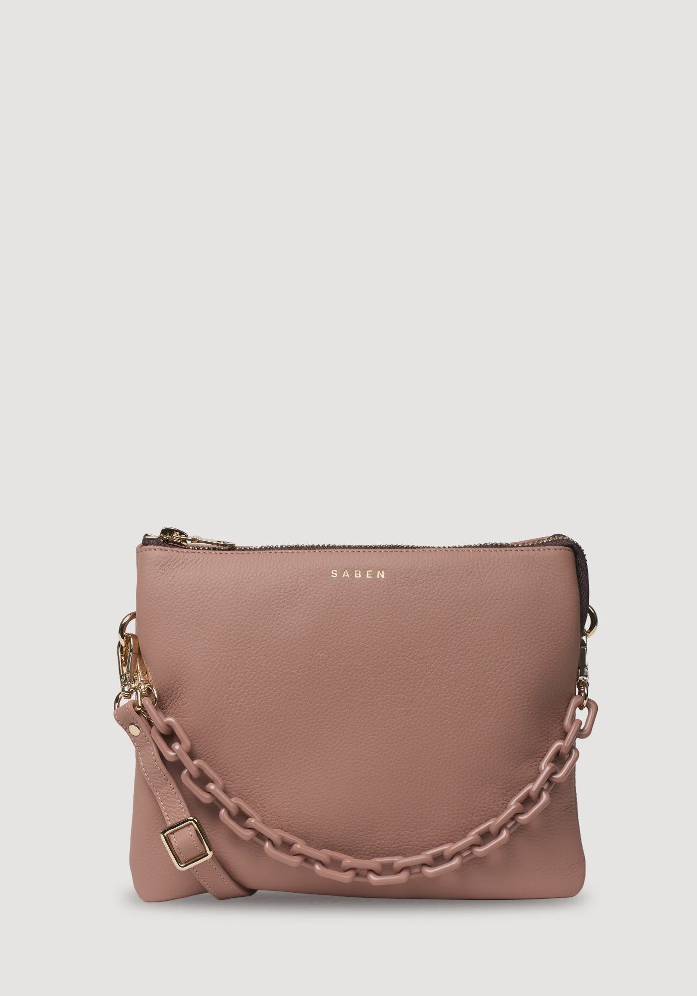 SABEN Matilda Crossbody - Rosewater + Tonal Chain dusty pink leather crossbody bag