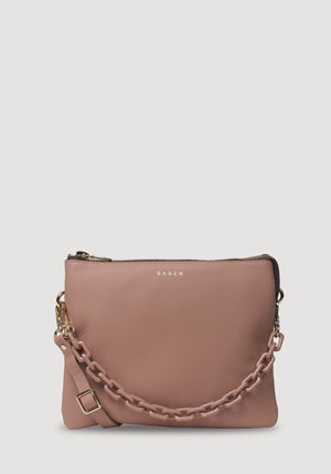 SABEN Matilda Crossbody - Rosewater + Tonal Chain dusty pink leather crossbody bag