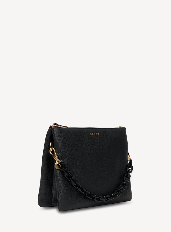 Saben Matilda Crossbody - Black + Tonal Chain Leather Bag