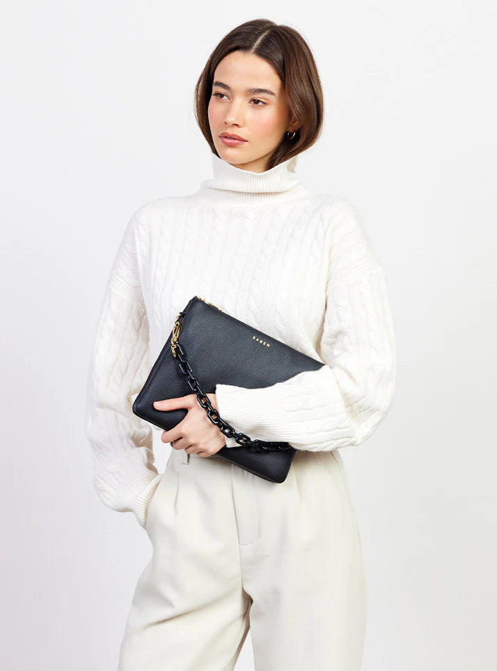 Saben Matilda Crossbody - Black + Tonal Chain Leather Bag