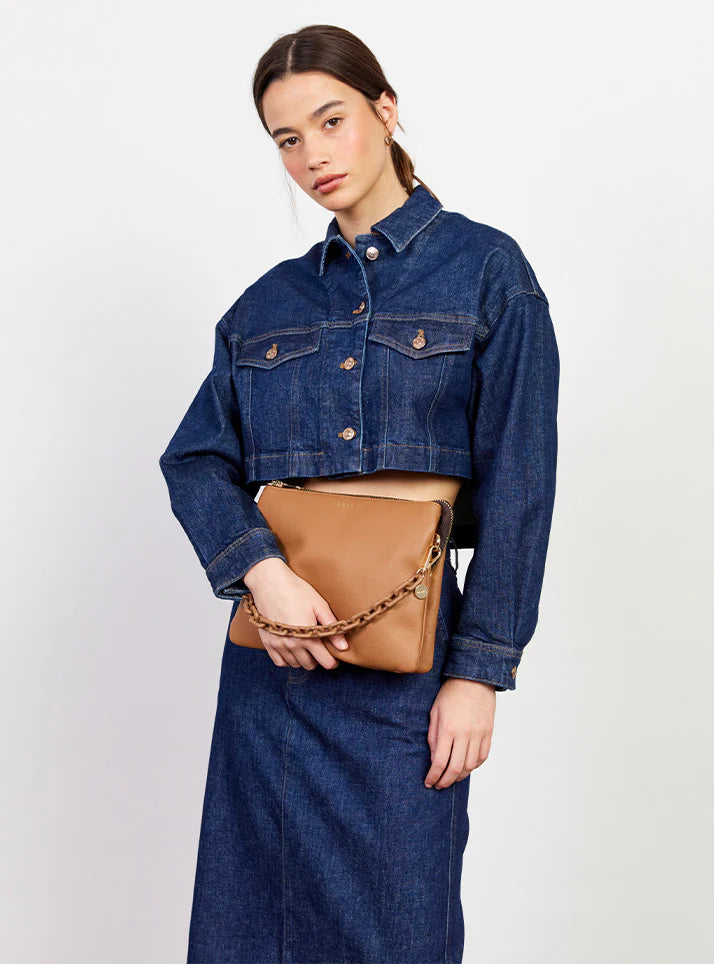 SABEN Matilda Crossbody - Toffee + Tonal Chain Brown handbag