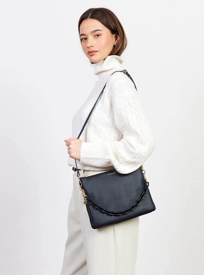 Saben Matilda Crossbody - Black + Tonal Chain Leather Bag