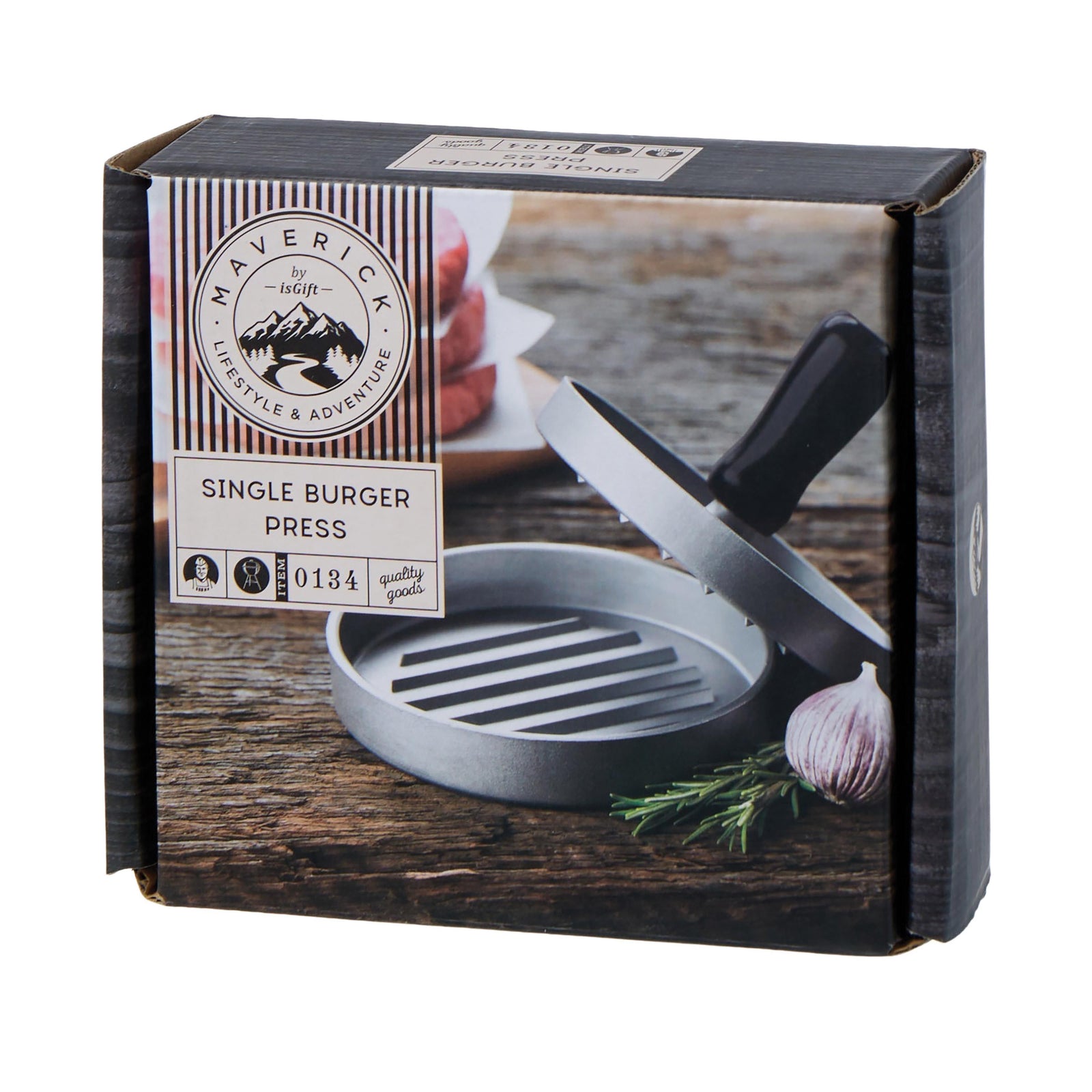 Maverick Single Burger Press Grey & Black 12x12x9cm