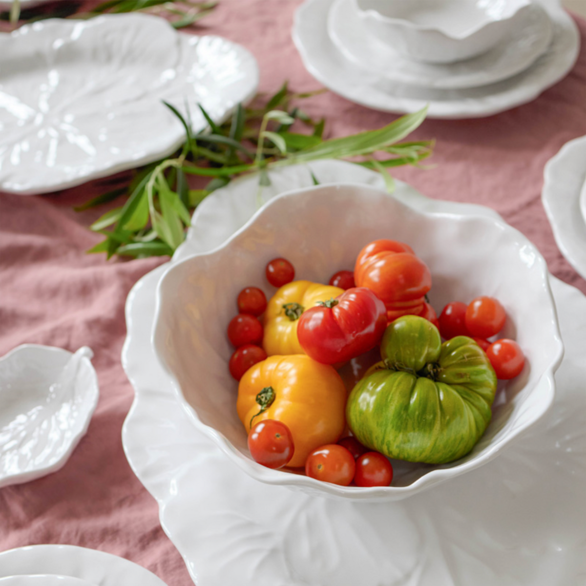 Melamine Cabbage Leaf Oval Platter 40cm + Le Forge
