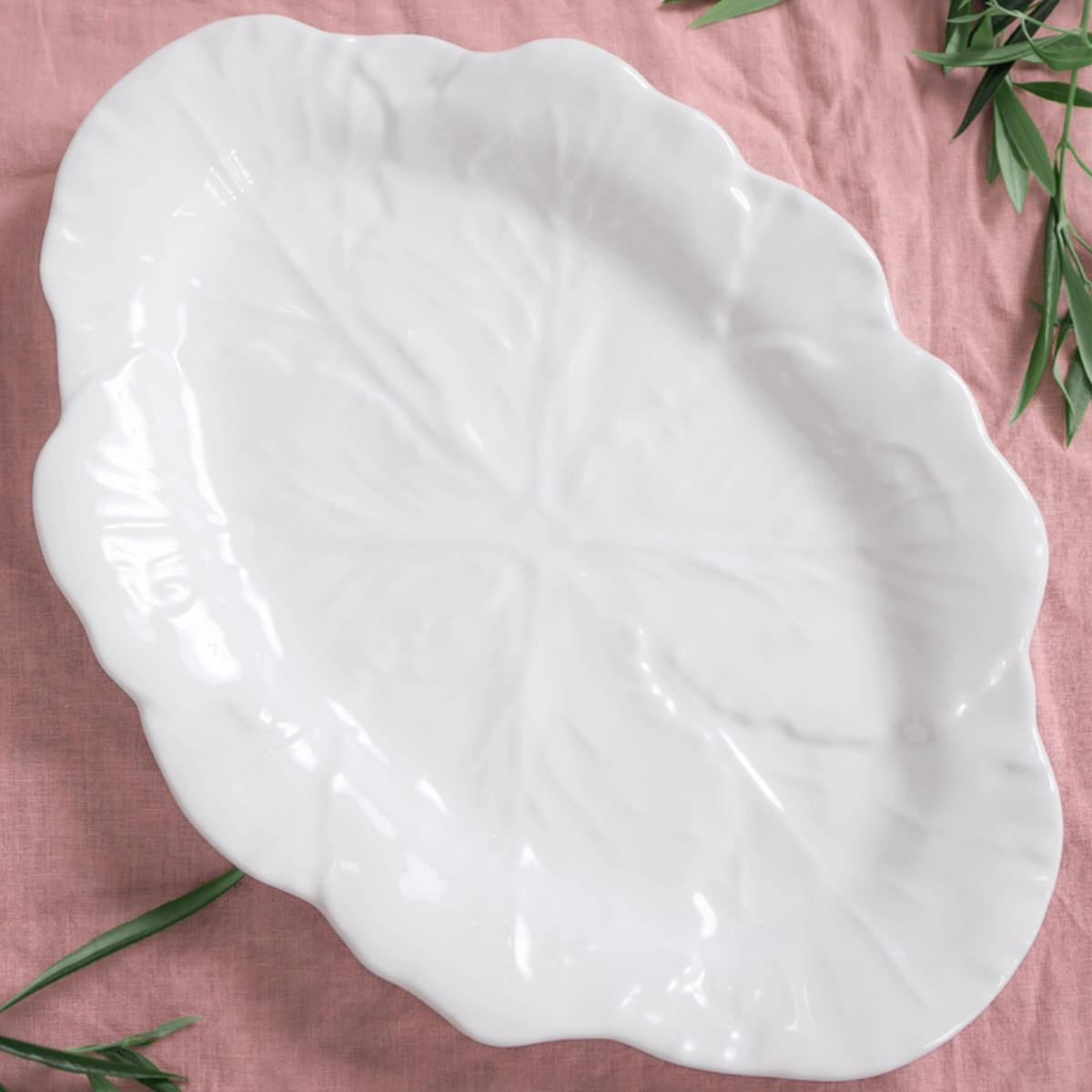 Melamine Cabbage Leaf Oval Platter 50cm + Le Forge