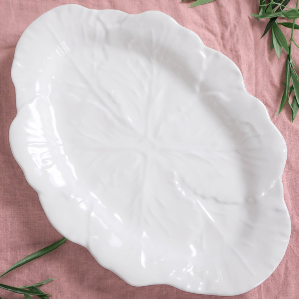 Melamine Cabbage Leaf Oval Platter 50cm + Le Forge